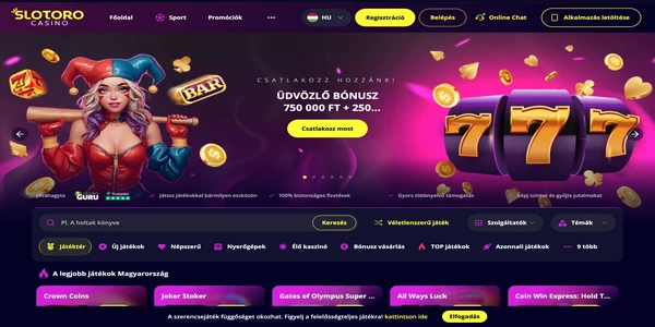 Slotoro Casino domača stran na mobilnem telefonu